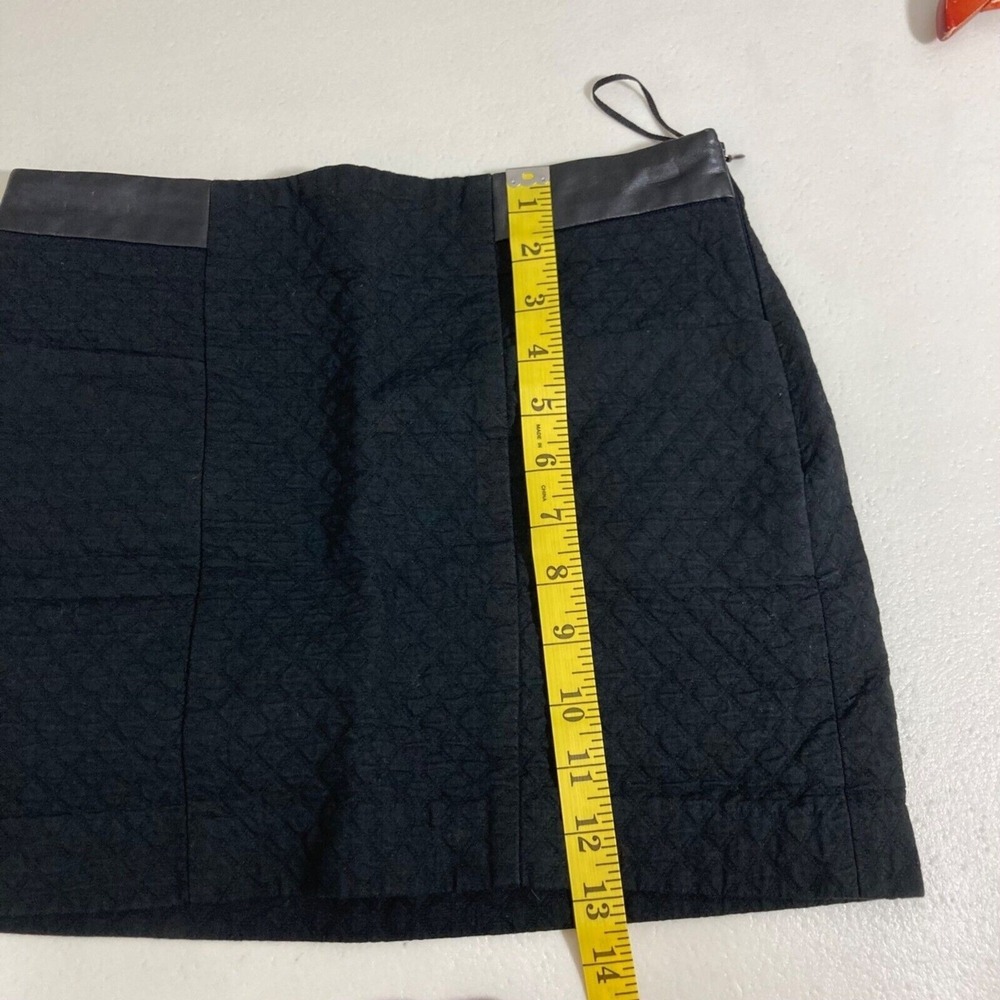 Mango Casual Mini Skirt Womens 2 Black Quilted Faux Leather Trim Pockets - Picture 6 of 12